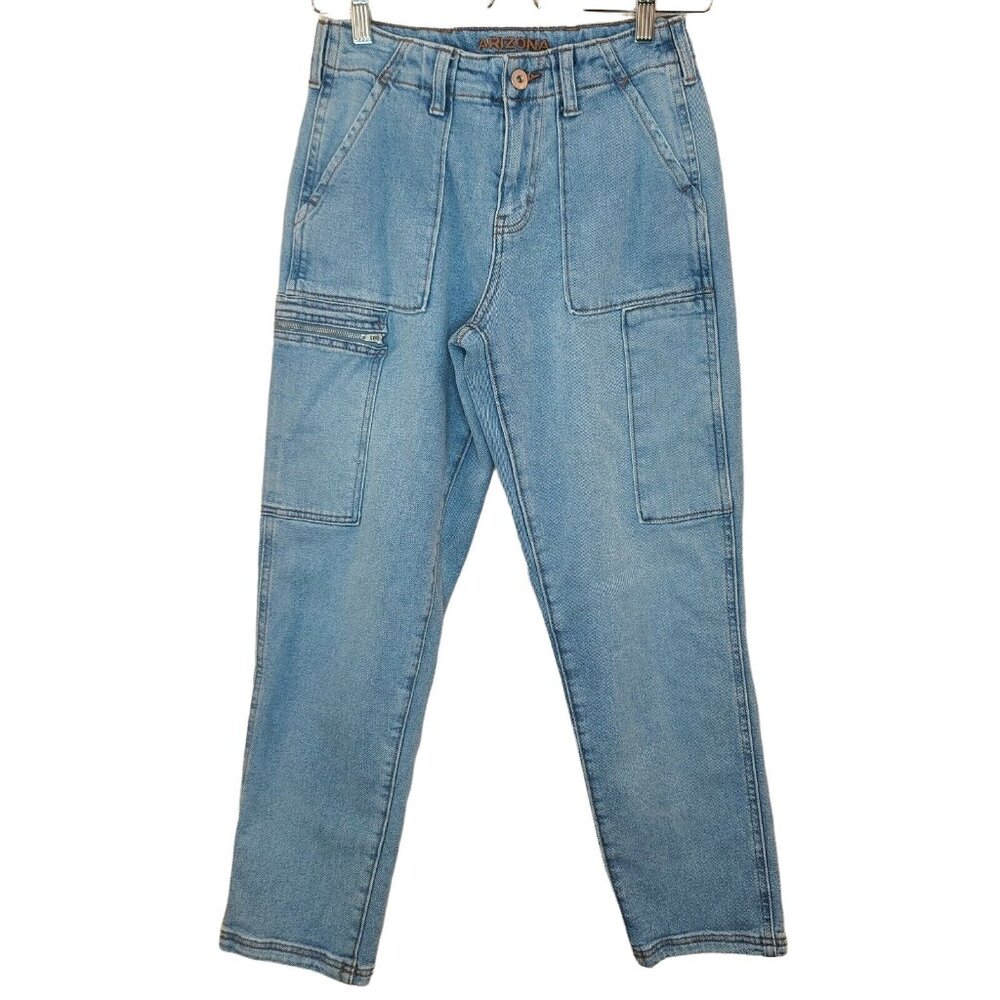 Arizona Women Jeans Size 5 Blue Light Wash Denim Tapered Leg Cargo Casual Ladies